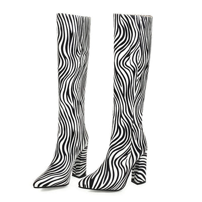 Botas Altas Estampado Animal Print con Tacón Grueso para Mujer - Image 4