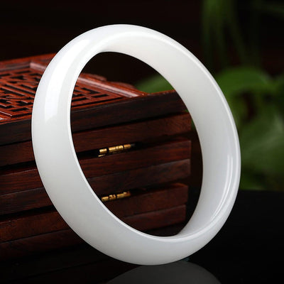 Pulsera de Jade Blanco Beijing Plana para Mujer - Image 3