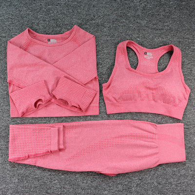 Conjunto Deportivo 3 Piezas: Top Manga Larga, Sostén y Pantalones para Yoga - Image 13