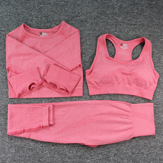Conjunto Deportivo 3 Piezas: Top Manga Larga, Sostén y Pantalones para Yoga - Image 13