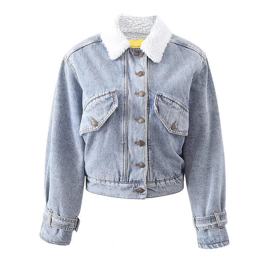 Chaqueta Denim Retro Americana con Forro de Lana para Mujer - Image 10