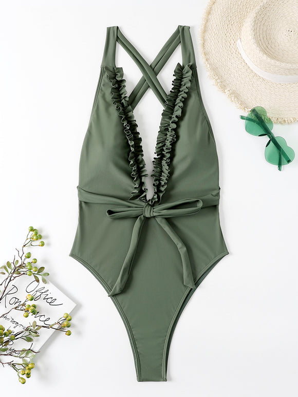 Traje de Baño Enterizo Elegante con Efecto Antihongos