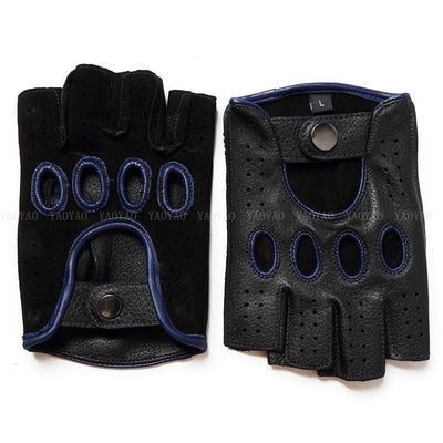 Guantes de Cuero Mitad Dedo para Motociclismo y Actividades al Aire Libre - Image 24