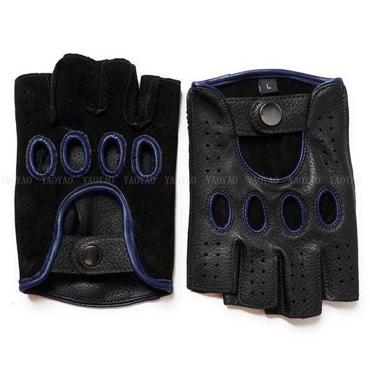 Guantes de Cuero Mitad Dedo para Motociclismo y Actividades al Aire Libre - Image 24