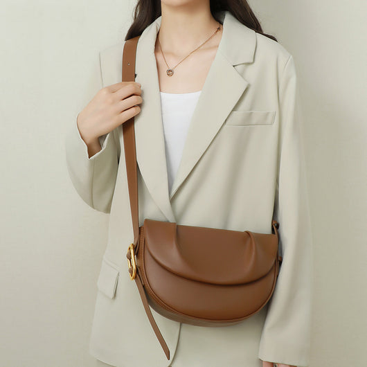 Bolso Bandolera de Cuero Vacuno con Pliegues - Image 3