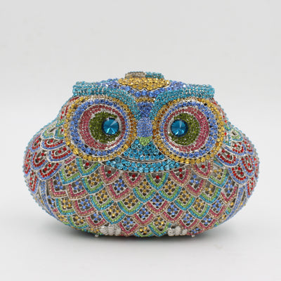 Bolso de Fiesta Clutch con Diseño de Búho y Cristales de Colores - Image 9