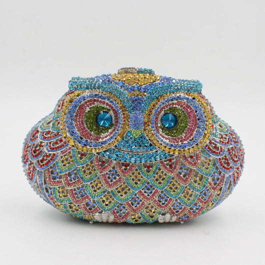 Bolso de Fiesta Clutch con Diseño de Búho y Cristales de Colores - Image 9