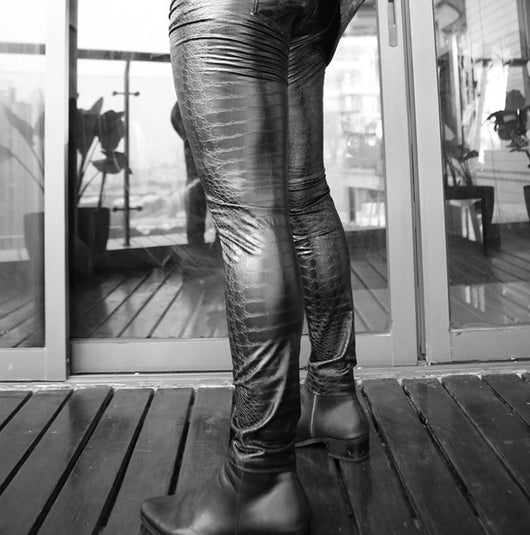 Pantalones de Cuero para Motocicleta NK72 - Jeans Ajustados Tipo Bota para Hombre - Image 16