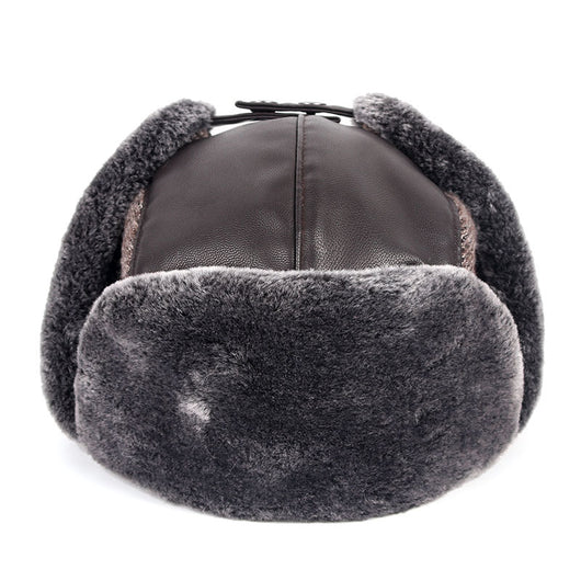 Gorro de Cuero PU para Adultos Mayores con Forro de Terciopelo - Cálido y Protector del Viento - Image 4