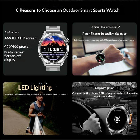 Smartwatch Deportivo con Lámpara Integrada para Running y Senderismo - Image 15