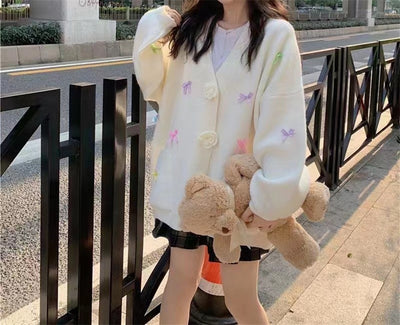 Cardigan Tejido con Moño Oversized para Mujer - Image 13