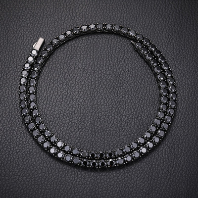Cadena de Tenis Plata S925 Moissanita Negra - Collar Hip Hop para Hombre - Image 8