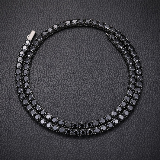Cadena de Tenis Plata S925 Moissanita Negra - Collar Hip Hop para Hombre - Image 8