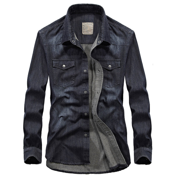 Camisa Vaquera Casual de Manga Larga para Hombre