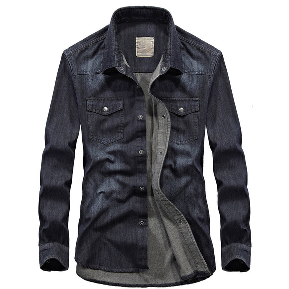 Camisa Vaquera Casual de Manga Larga para Hombre