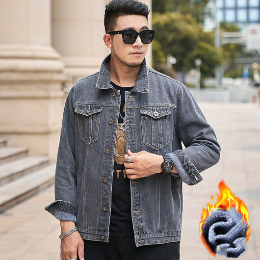 Chaqueta Denim Premium para Hombre Talla Grande con Forro de Terciopelo - Image 3