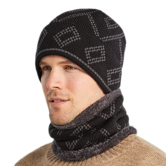 Gorro Térmico con Patrón Cuadrado Grueso para Clima Frío