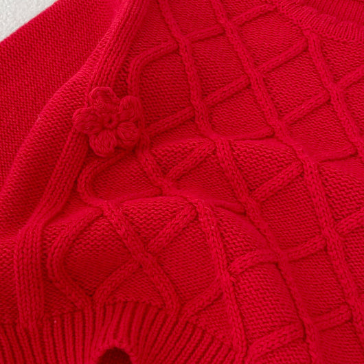 Falda Suéter Tejida de Algodón con Patrón Rombo para Niñas - Image 11