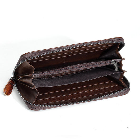 Billetera de Cuero Genuino Vintage con Cierre de Cremallera para Mujer - Image 13