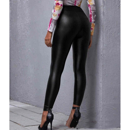 Pantalones de Cuero PU Ajustados de Cintura Media para Mujer - Image 8