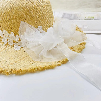 Sombrero de Rafia Ancho con Encaje Bosque y Moño para Mujer Shade - Image 8