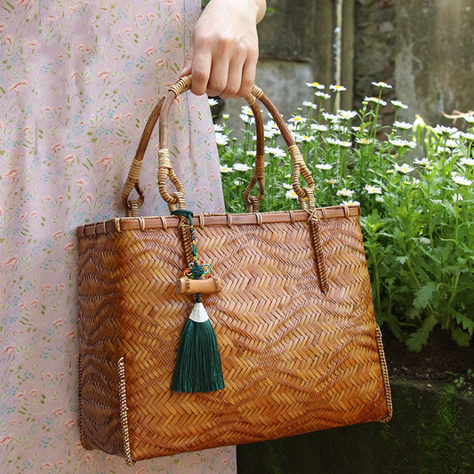 Bolsa de Viaje Tejida en Bambú - Diseño Artesanal Sostenible