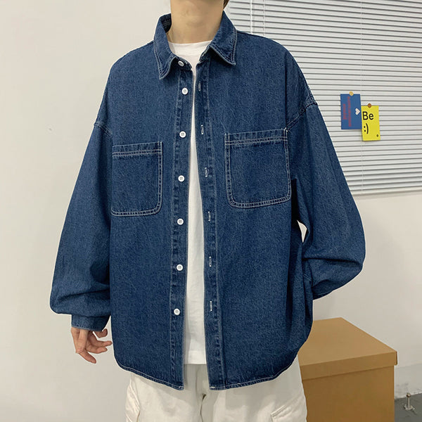 Camisa Vaquera Azul Clásica Corte Relajado para Hombre