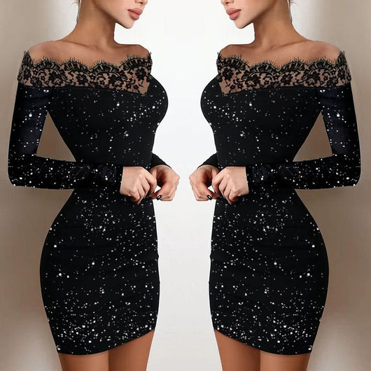 Vestido Bodycon de Encaje y Lentejuelas Brillantes - Image 10