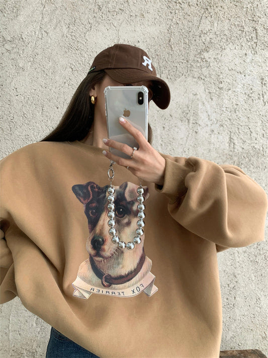 Suéter Holgado para Mujer con Cuello Redondo y Estampado
