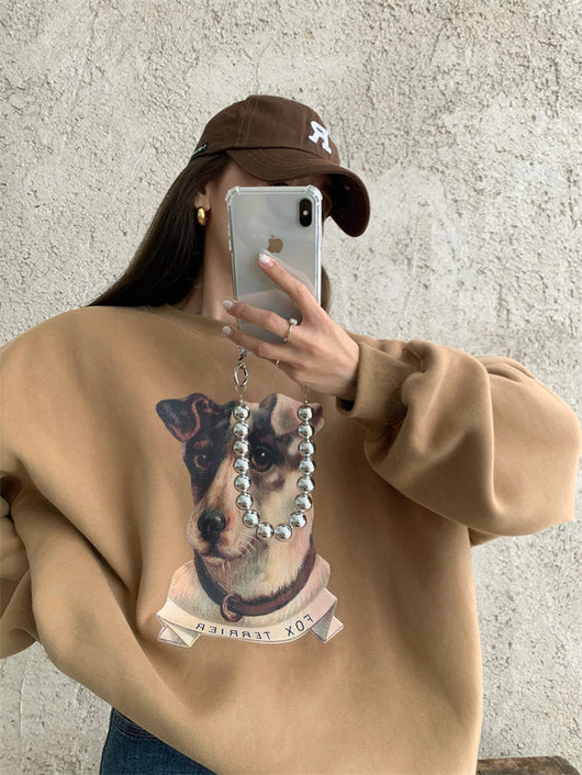 Suéter Holgado para Mujer con Cuello Redondo y Estampado