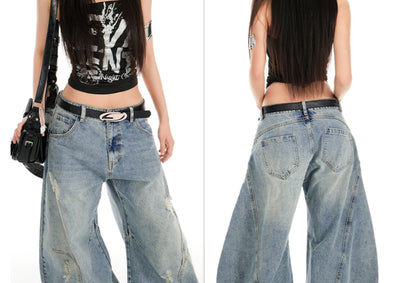 Jeans Rectos Desestructurados Estilo Callejero Retro Americano - Image 13