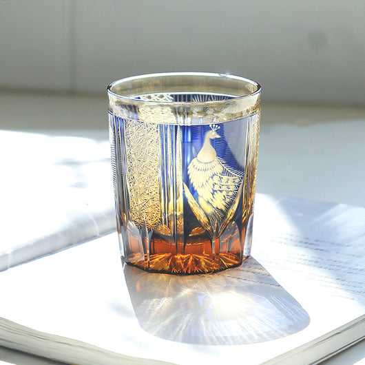 Vaso de Whiskey de Cristal Tallado a Mano con Diseño de Pavo Real - Image 35