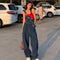 Light Blue Wide Leg Retro Pants - Loose Vintage Style
