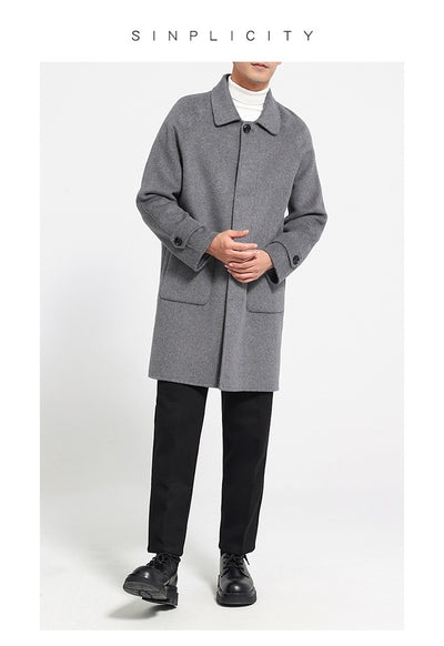 Abrigo de Lana Reversible para Hombre Corte Holgado Solapa Sencilla - Image 19