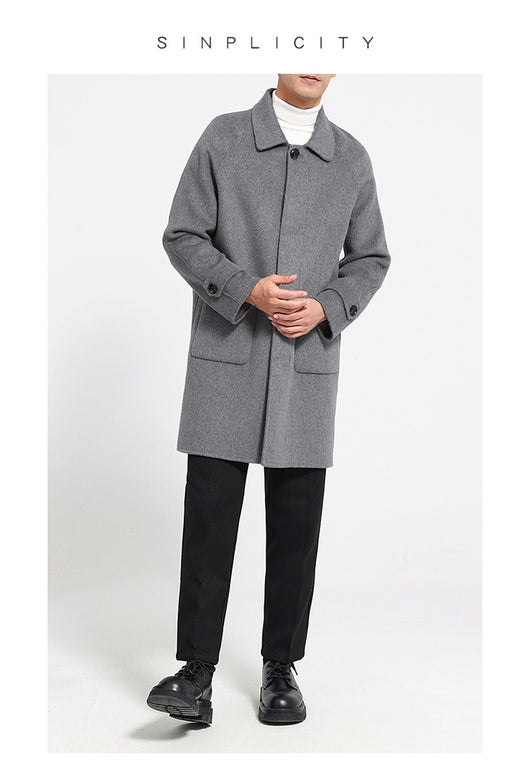 Abrigo de Lana Reversible para Hombre Corte Holgado Solapa Sencilla - Image 19