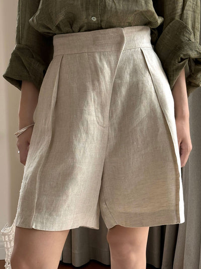 Pantalones Cropped Casual de Lino Tencel Texturado con Cierre Oblicuo - Image 22