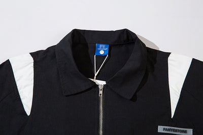 Camisa Manga Corta con Diseño Patchwork de Contraste para Hombre - Image 8