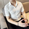 Camisa Manga Corta Slim Fit para Hombre con Patrón de Olas