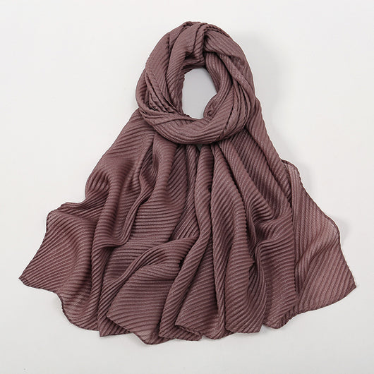 Pañoleta Suave de Poliéster Arrugado en Colores Lisos para Mujer - Image 13