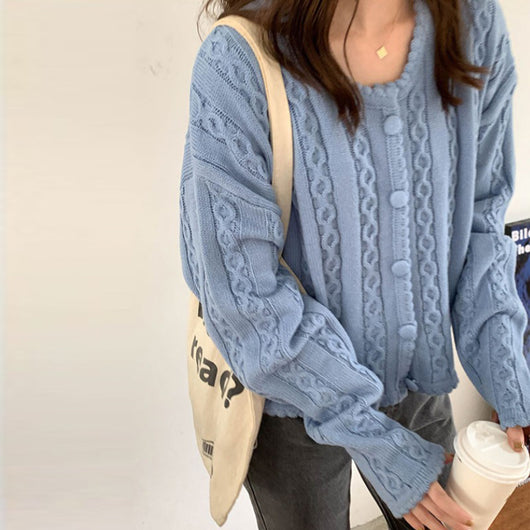 Cardigan Suéter Azul Leche Mujer - Abrigo Ligero y Cómodo - Image 2