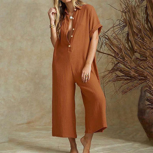 Jumpsuit Corto Elegante de Manga Corta para Mujer - Image 9