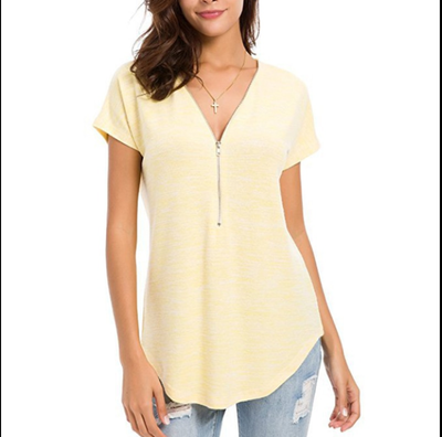 Blusa Suelta V-Escote Manga Corta con Detalles de Costura - Image 17