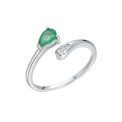 Anillo de Plata S925 con Esmeralda Ajustable - Elegancia Minimalista - Image 7