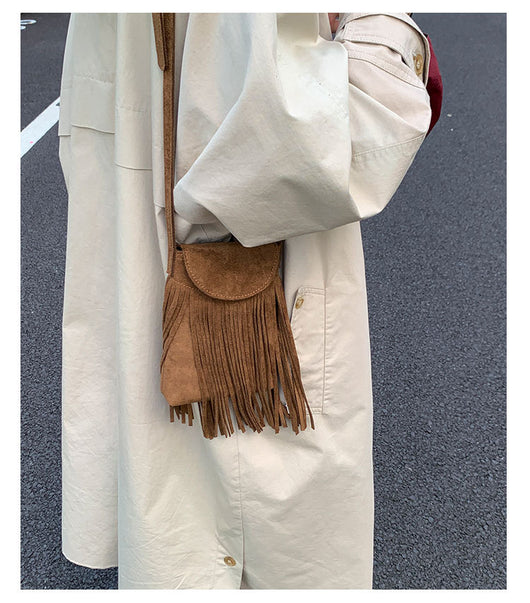 Bolso Bandolera Retro Gamuza Esmerilada con Borlas para Celular - Image 17
