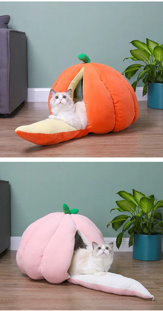 Cama Nido Cálida para Gatos - Casa Tipo Calabaza Cerrada con Bolsa de Dormir - Image 16