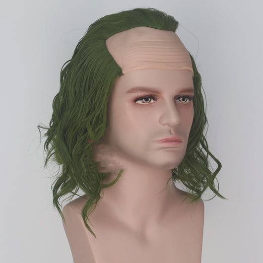 Peluca de Cabello Rizado Corto Estilo Anime Verde Simulado - Image 5