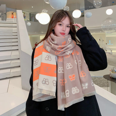 Bufanda Doble Cara Gruesa Escolar con Borlas - Versátil y Elegante - Image 18