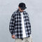 Camisa Tipo Cuadros Japonesa Manga Larga Hombre - Chaqueta de Trabajo Oversize