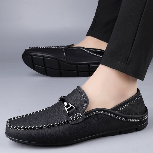 Zapatos Casuales Extra Grandes de Cuero con Suela Gommino Ancha - Image 3