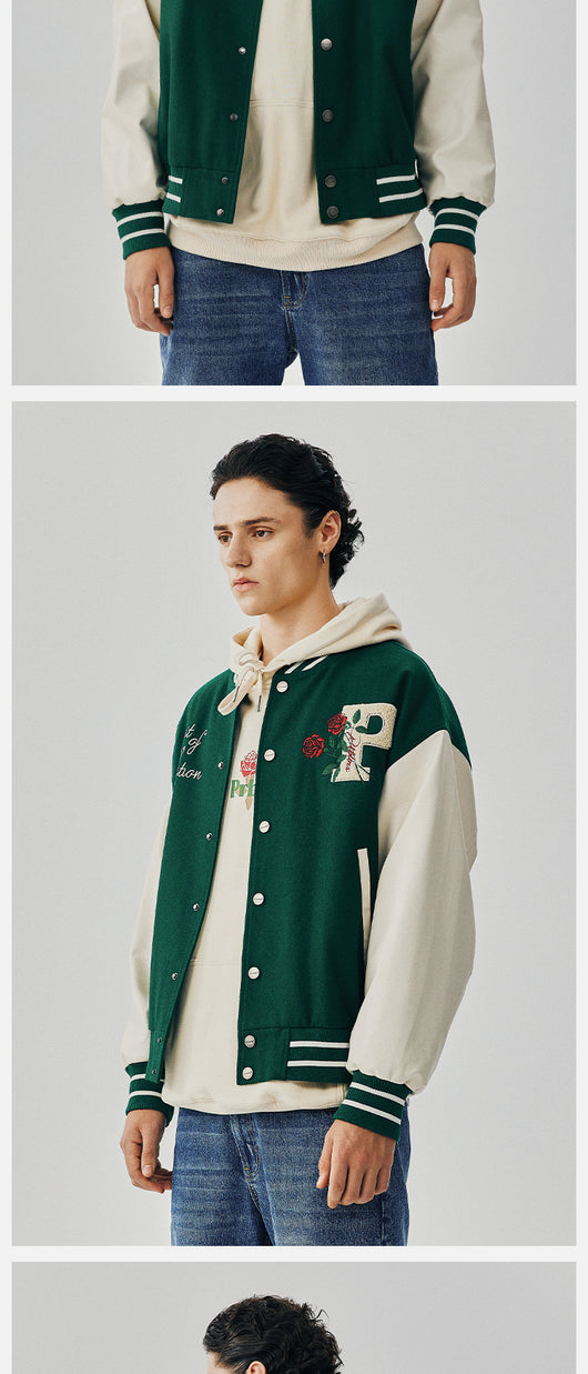 Chaqueta Deportiva Bordada con Rosas - Estilo Urbano Oversized - Image 12